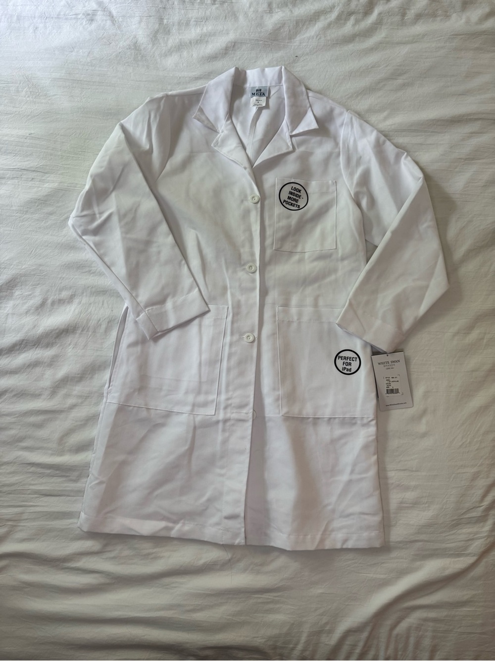 White Women's Lab Coat Jacket - Meta Labwear NWT